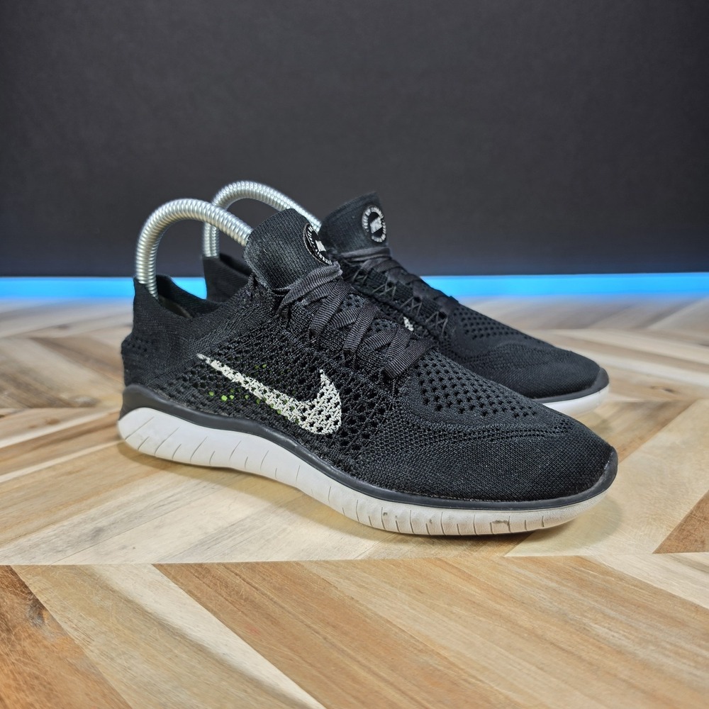 Nike Free RN 2018 Women's 6.5 Black White Knit Running Shoes 942837-001